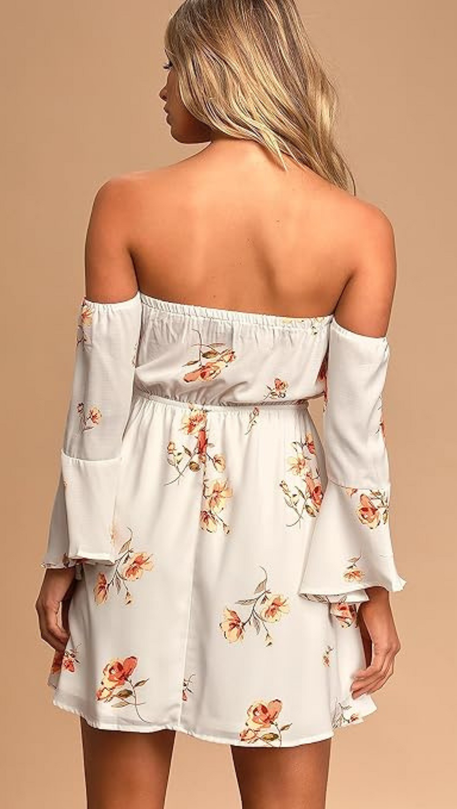 FLORAL VISCOSE OFF SHOULDER WOMEN'S MINI DRESS