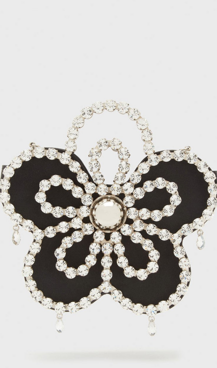 Elysa Flower Diamante Satin Clutch - Black
