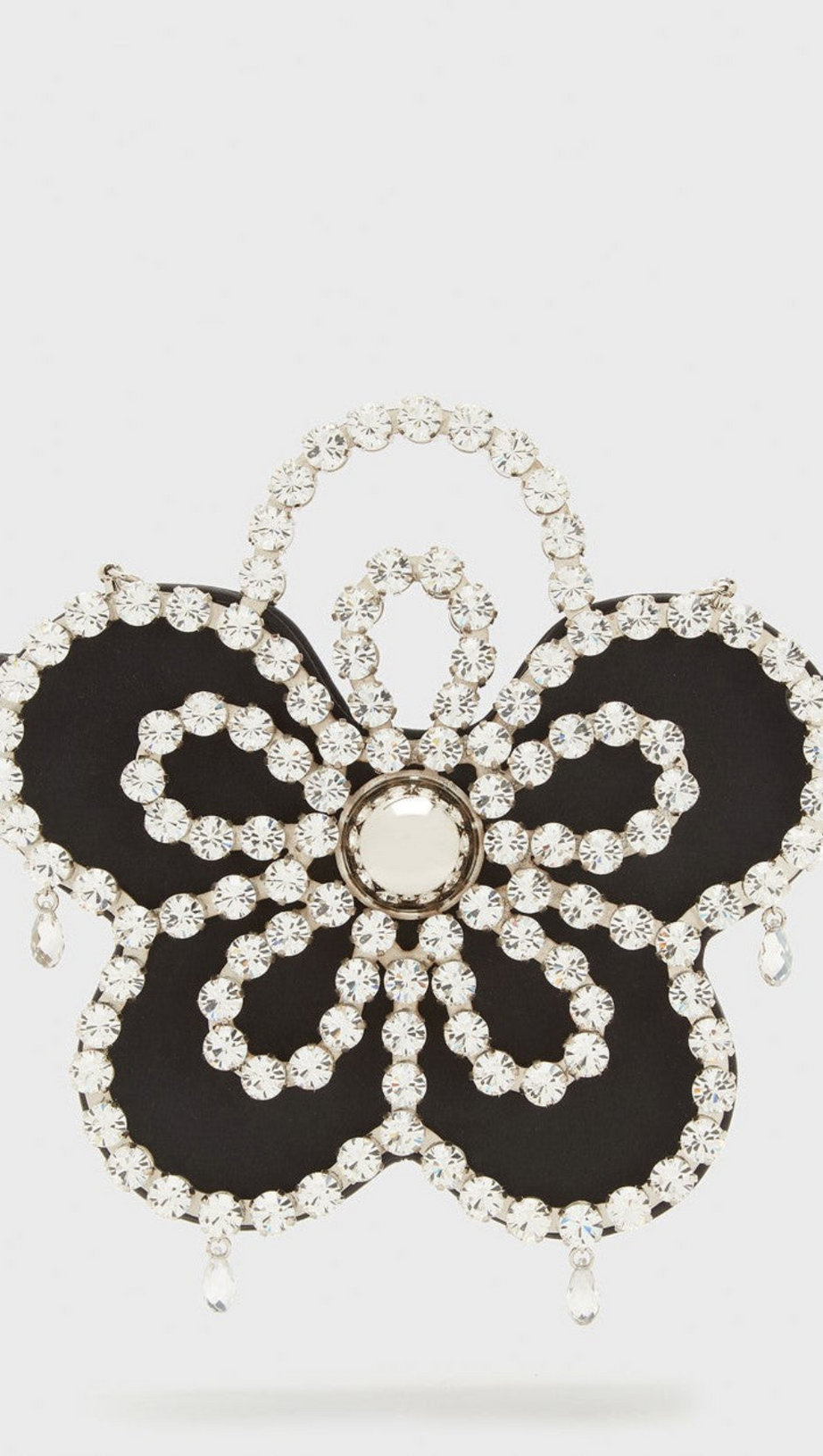 ELYSA FLOWER DIAMANTE SATIN CLUTCH - BLACK