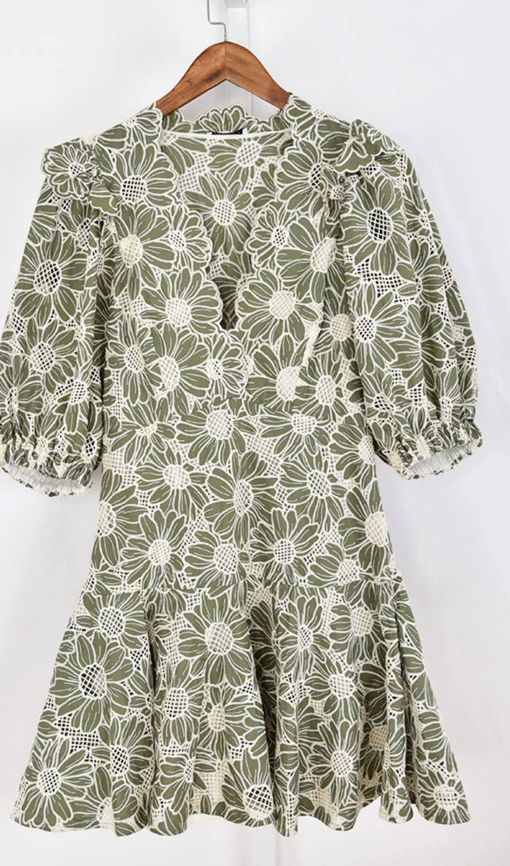 ANUNCIACION EMBROIDERED COTTON LACE DRESS