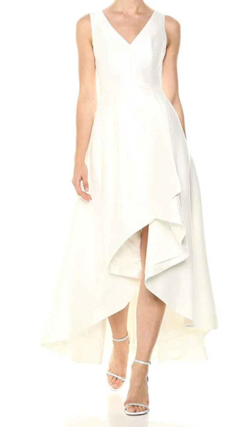 SLEEVELESS V-NECK MIDI DRESS IN BEIGE