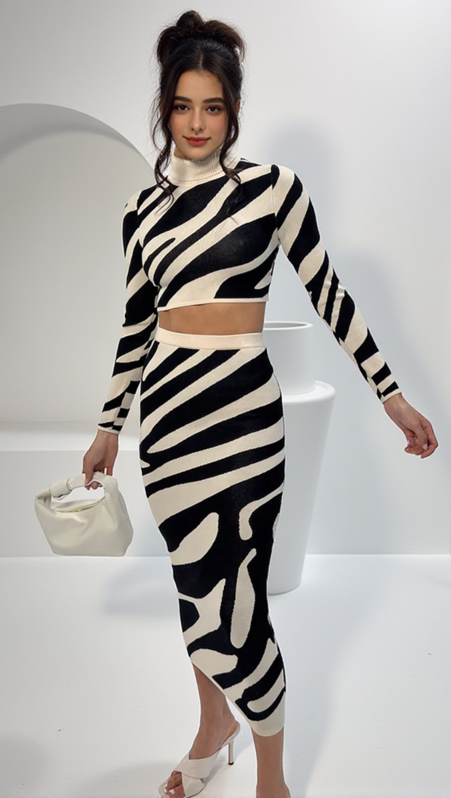 LENA ZEBRA PRINT KNIT SET