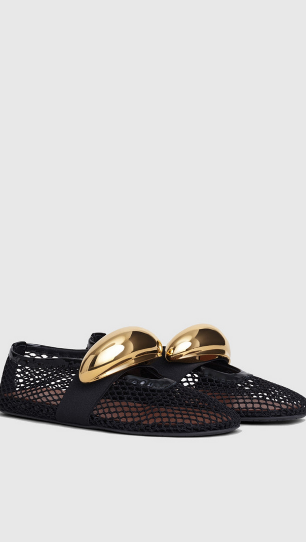 AIIZIE EMERSON HARDWARE BUCKLE FISHNET BALLET FLATS - product image