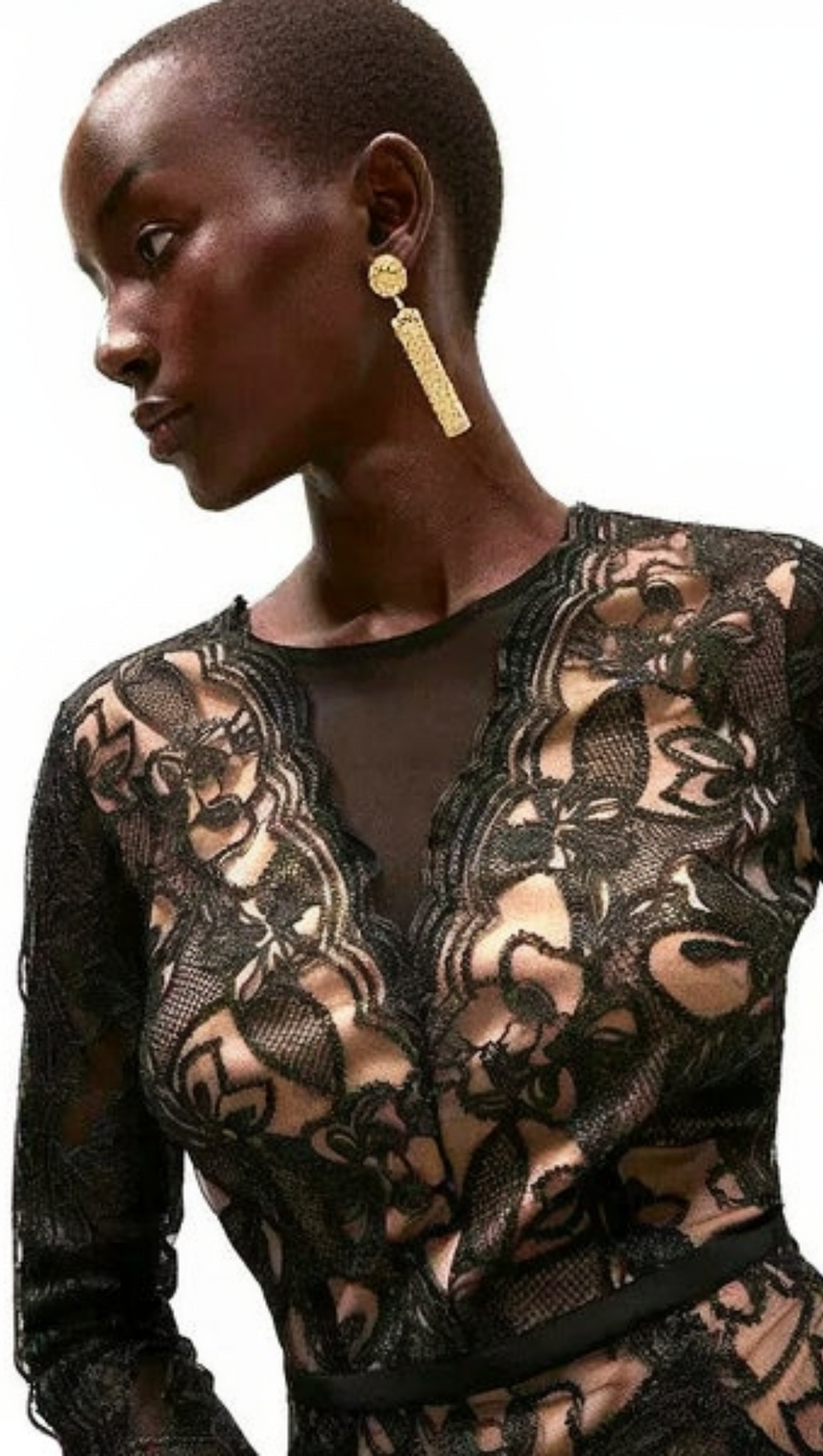 MINI ABITO IN PIZZO RICAMATO CON ORLO A VOLANT IN TULLE NERO