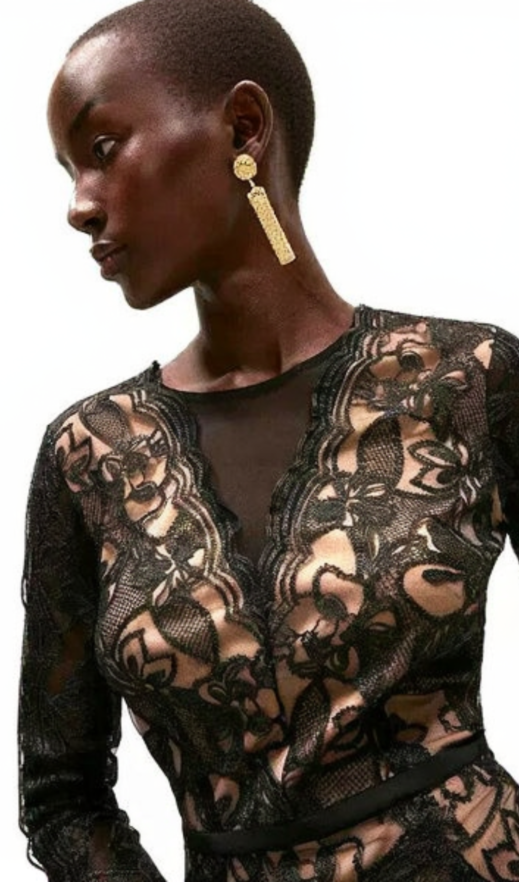 MINI ABITO IN PIZZO RICAMATO CON ORLO A VOLANT IN TULLE NERO