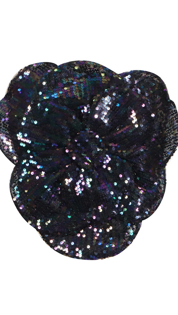 AIIZIE ANINDA SEQUIN FLOWER CROP TOP IN BLACK - product image