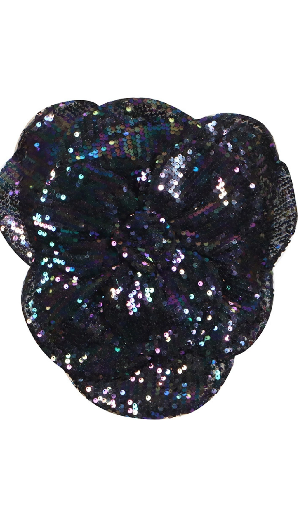 ANINDA SEQUIN FLOWER CROP TOP IN BLACK
