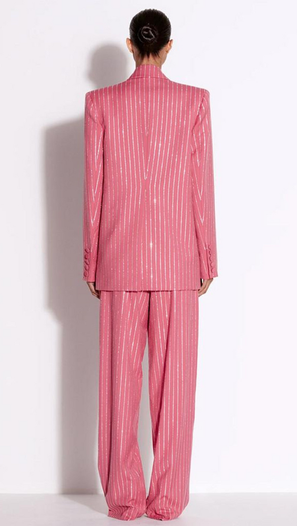 AIIZIE ALLY CRYSTAL PINSTRIPE BLAZER SET IN PINK - product image