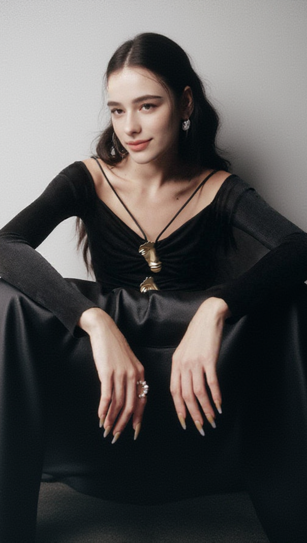 AIIZIE BLACK A-LINE COLD SHOULDER SLEEVED SPANDEX TAFFETA MAXI DRESS - product image