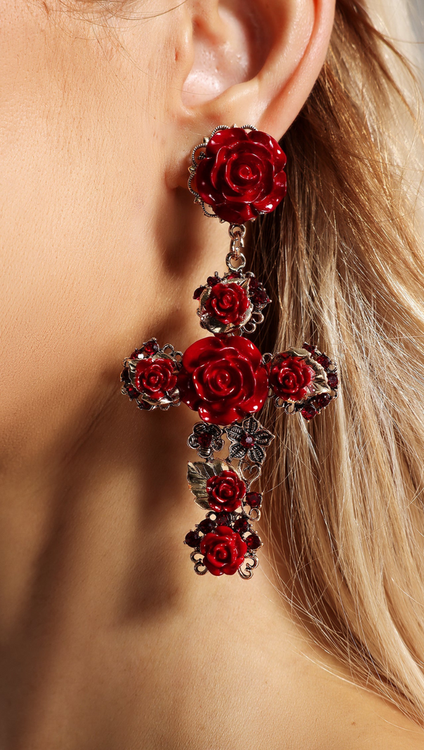 AIIZIE MARY FLOWER CROSS EARRINGS - product image