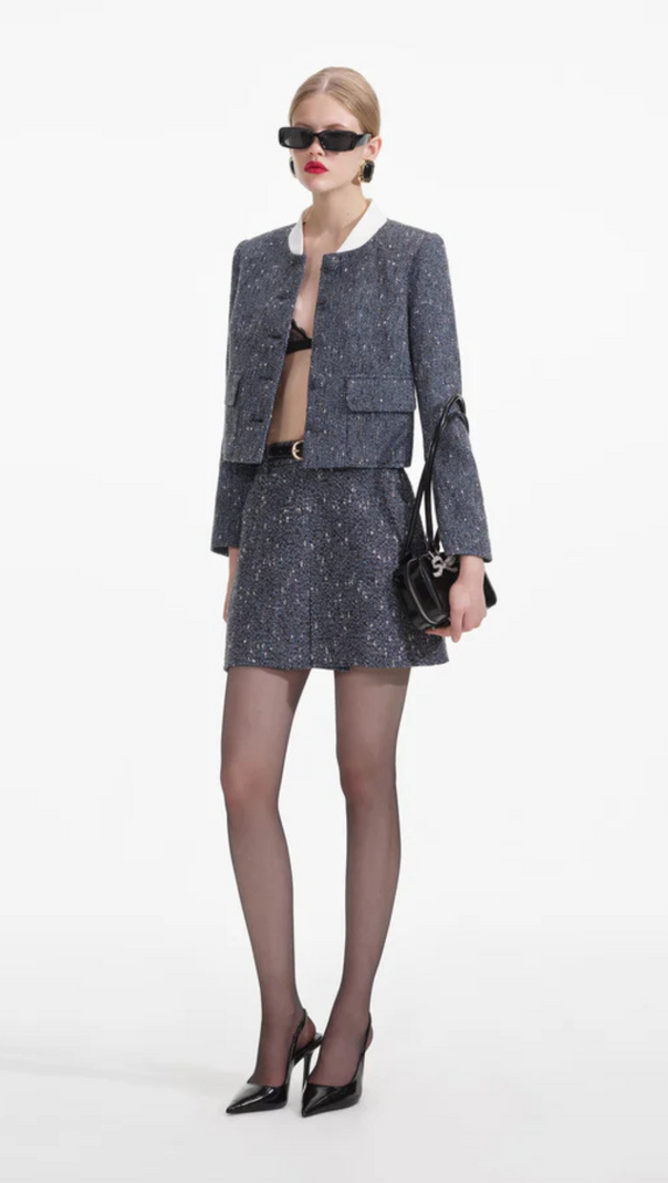 AIIZIE BLUE BOUCLE MINI SKIRT - product image