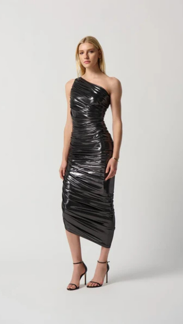AIIZIE ONE-SHOULDER LAMÉ MIDI DRESS - product image
