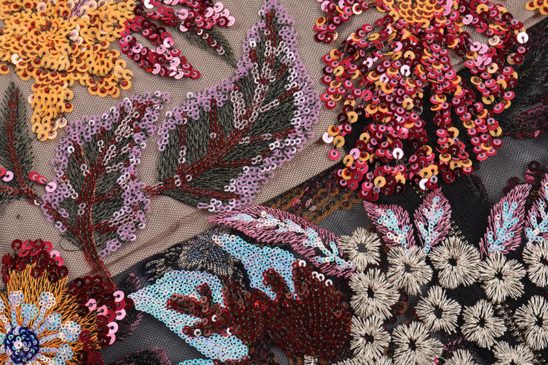 STRAPLESS DAHLIA SEQUINS EMBROIDERED MAXI DRESS