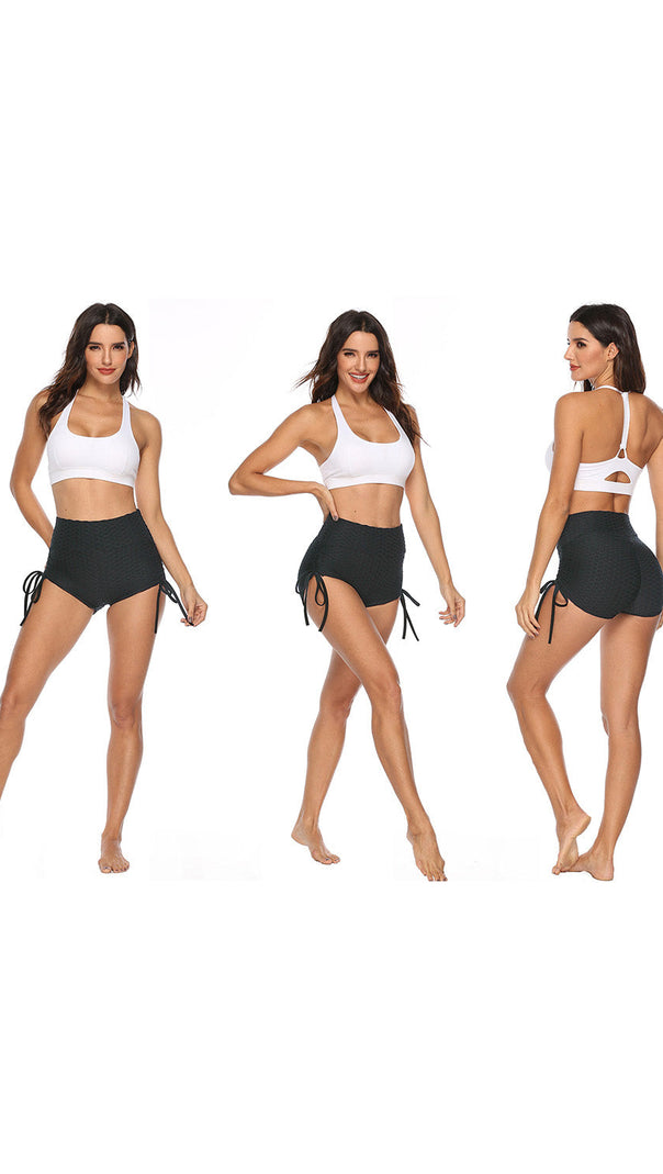 GRAY BUTT LIFTING HIGH WAIST YOGA SHORTS