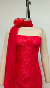Red strapless Maxi Dress