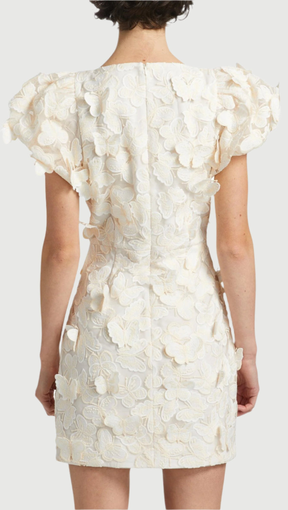 Minikleid mit Schmetterlingsapplikation in Creme