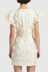 Butterfly Appliqué Mini dress in cream