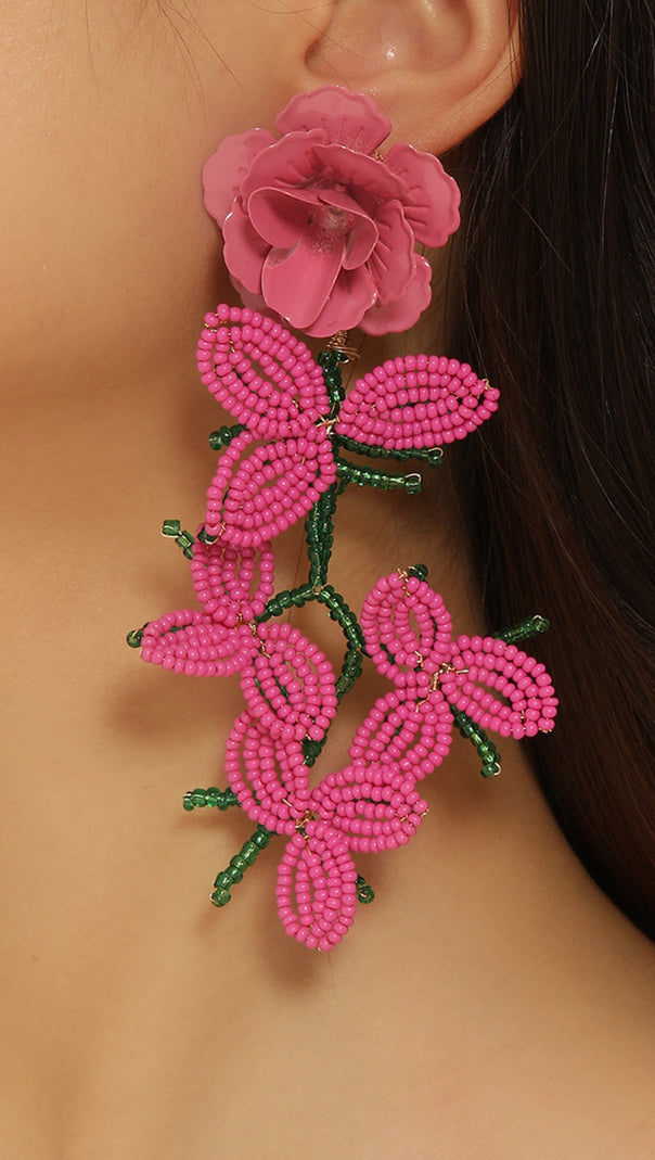 AIIZIE CYBELE ROSE RED FLOWER EARRINGS - product image