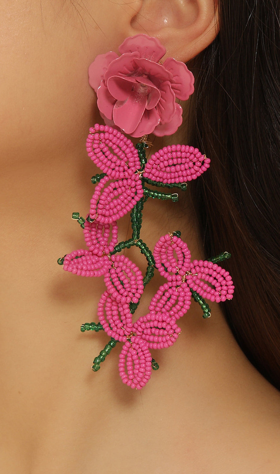 Cybele Rose Red Flower Earrings