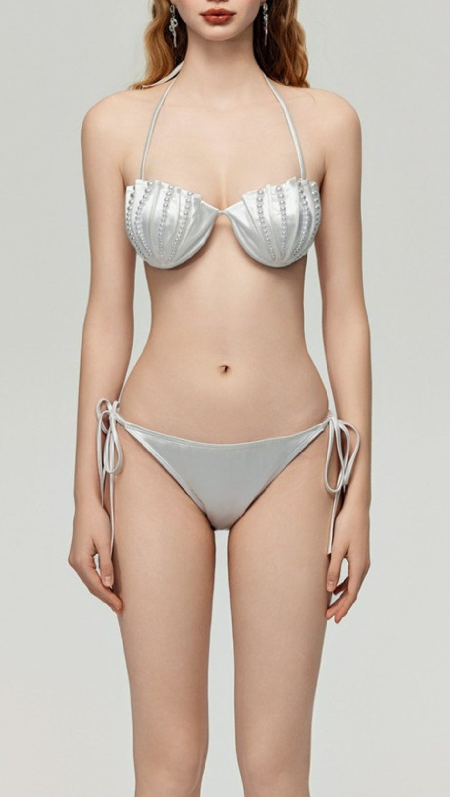 DARRAH WHITE PEARL THREE-PIECE SWIMSUIT