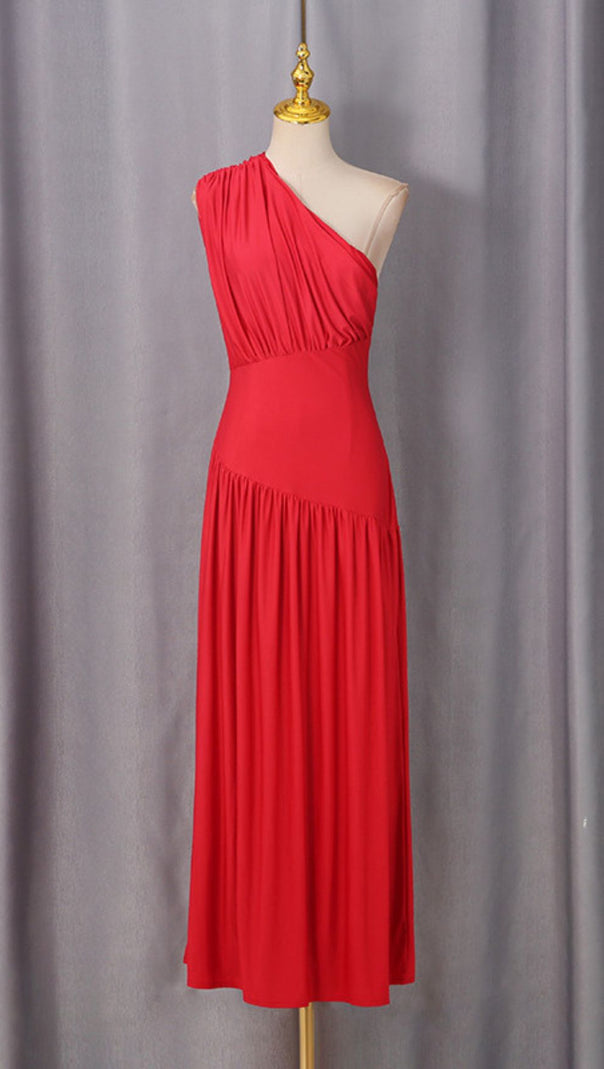 AIIZIE Jordon Red One-Shoulder Maxi Dress: Stunning Gala & Wedding Guest Gown - product image