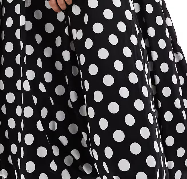 ABITO MIDI CON SPALLINE A POIS MONO