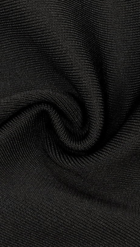 ZENOBIA FLOWER EMBELLISHED BLACK MINI DRESS