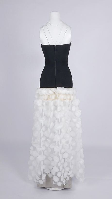 STRAPLESS A LINE MAXI DRESS WITHE