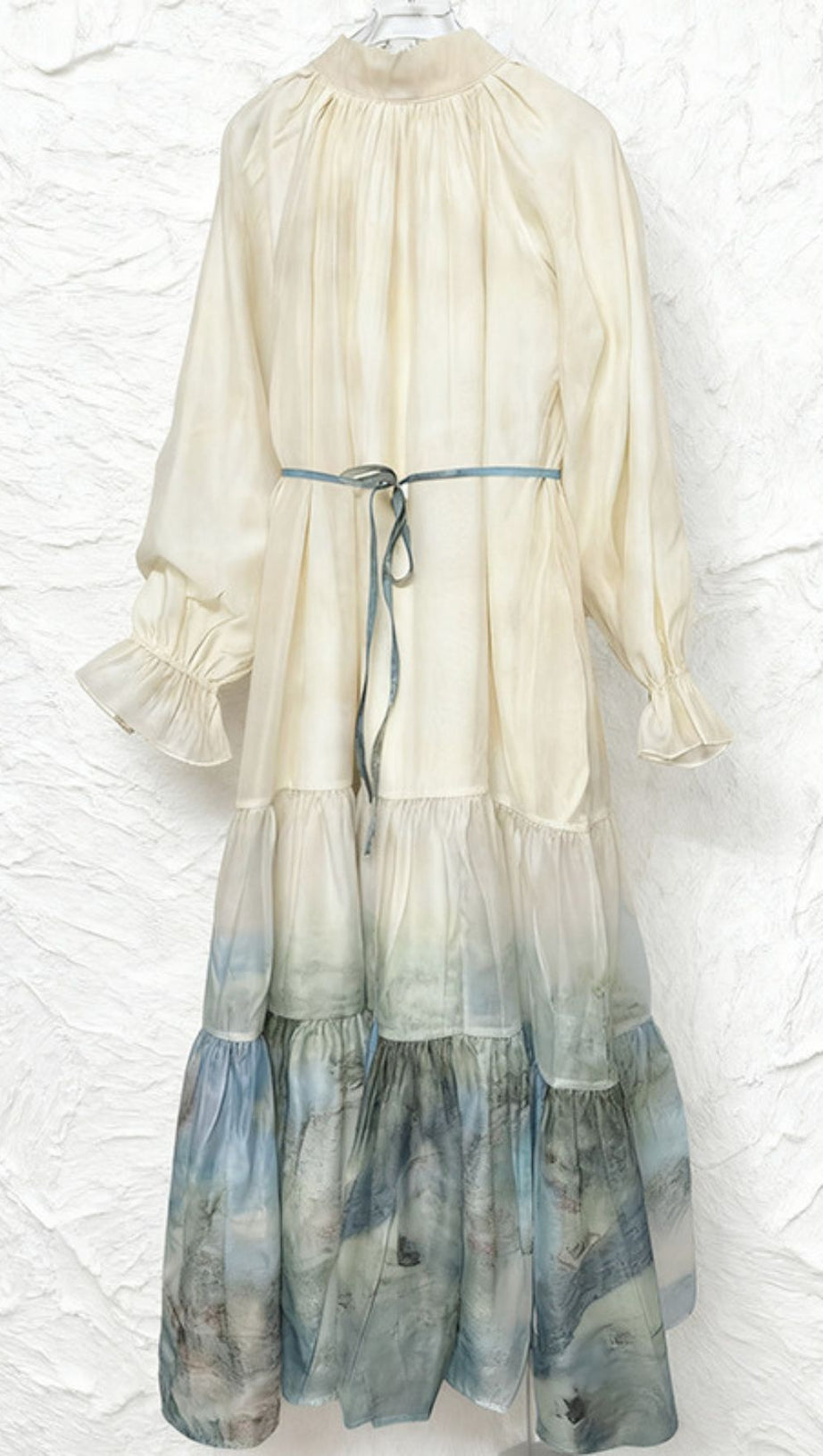 Illeana Meadow Print Long Sleeve Midi Dress - Artistic Elegance