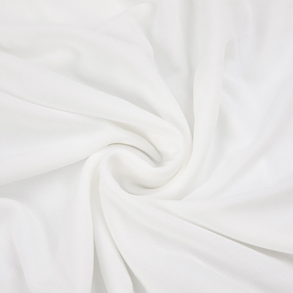 AIIZIE CARA WHITE OFF-SHOULDER RUCHED BODYCON MAXI DRESS WITH ROPE EMBELLISHED - product image