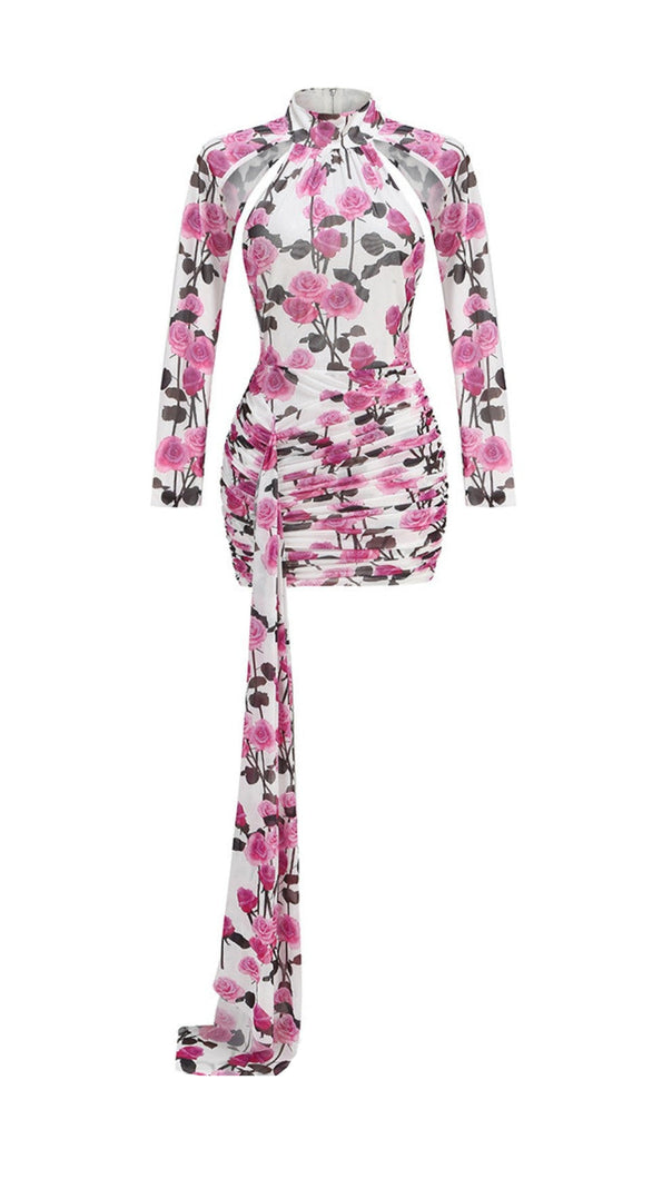 AIIZIE BRISA ROSE RUCHED LONG SLEEVE MINI DRESS - product image