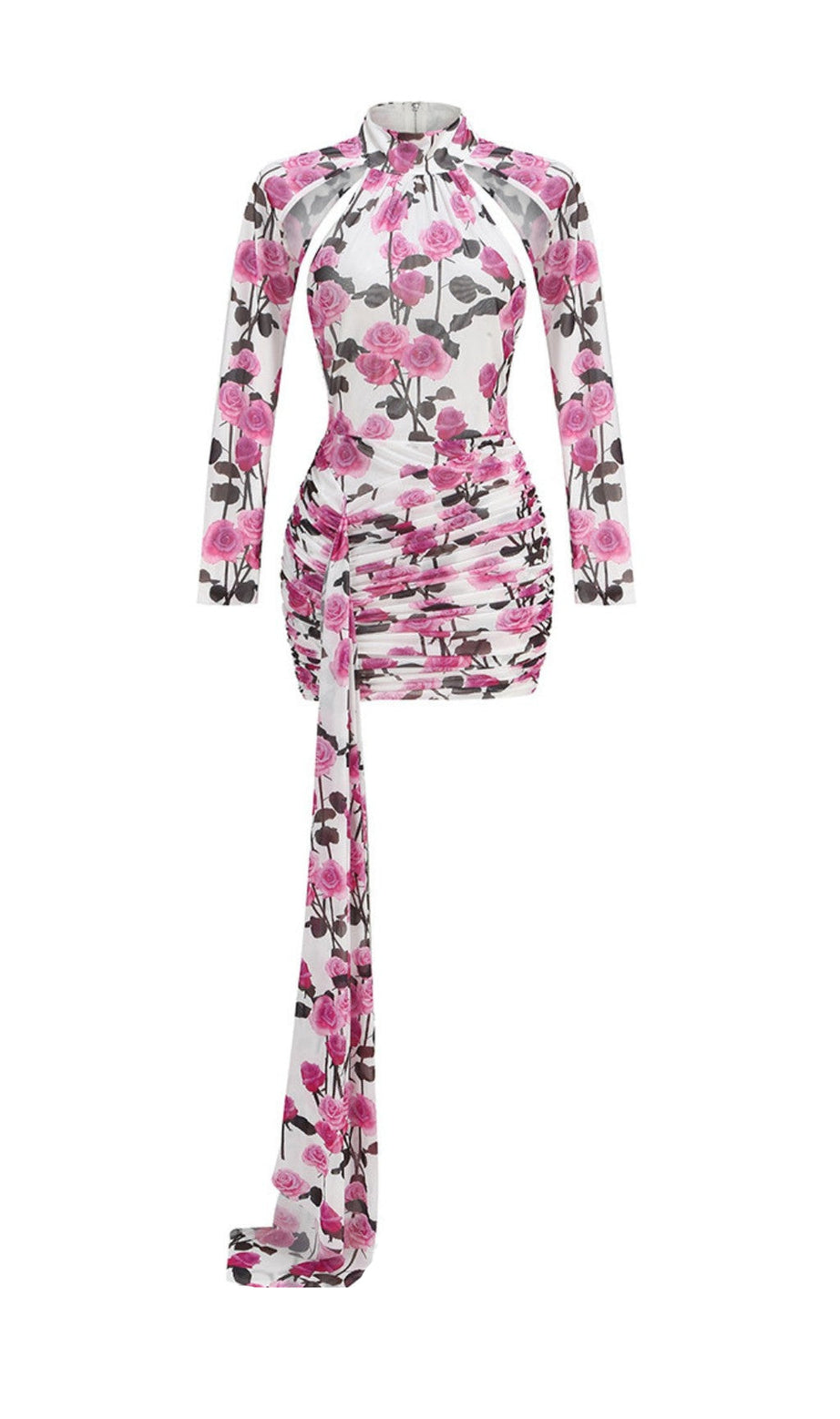 MINIABITO BRISA ROSE CON RUCHES MANICA LUNGA