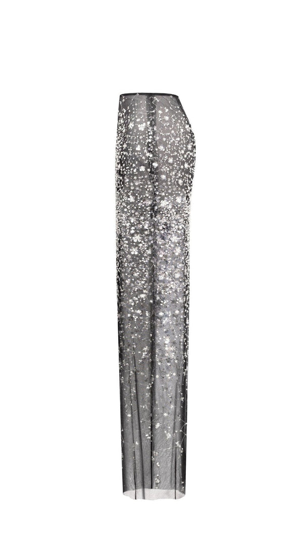 AIIZIE HAZEL CRYSTAL-COVERED STRAPLESS BLACK MAXI DRESS - product image