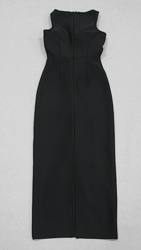 ABITO MIDI ADERENTE CON FIORI 3D IN NERO