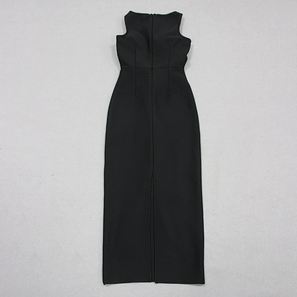 AIIZIE 3D FLOWER CUT OUT BODYCON MIDI DRESS IN BLACK - product image