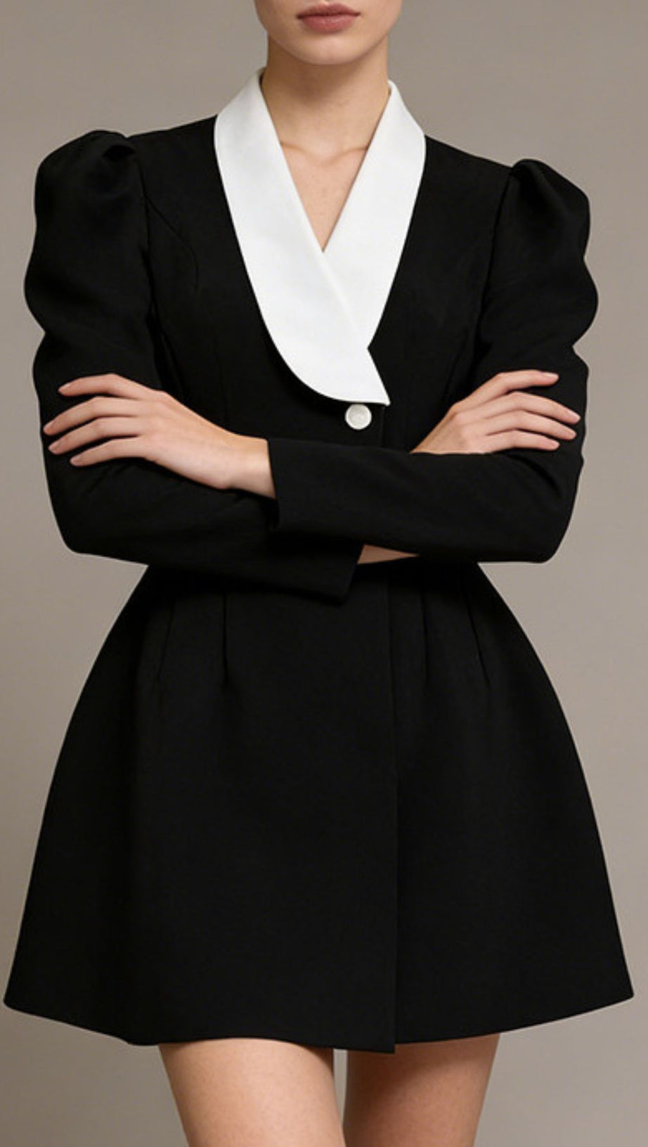 Jamala Chic Power Blazer Dress with Contrast Lapels