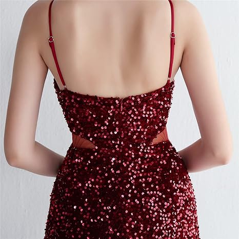 MARIAN BURGUNDY CUTOUT SEQUINS HALTER MAXI DRESS