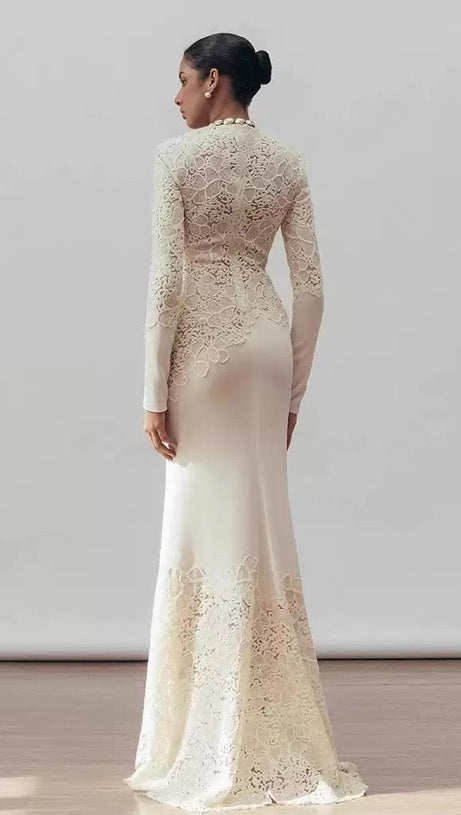 joanna white long sleeve Embroidered Maxi Dress