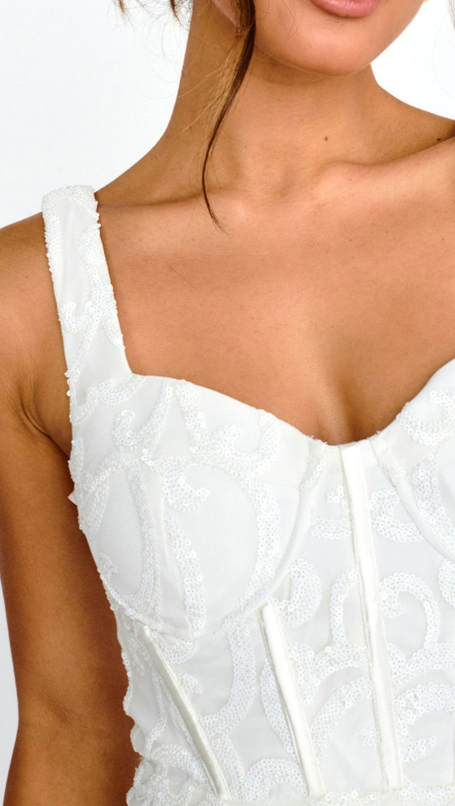 KADEN SEQUIN EMBELLISHED MINI DRESS WHITE