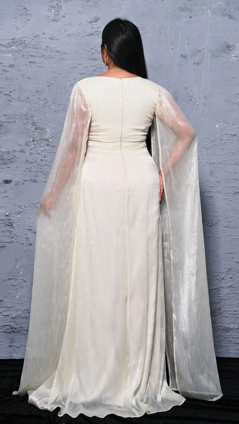 Gianna Mesh-Maxikleid mit V-Ausschnitt 