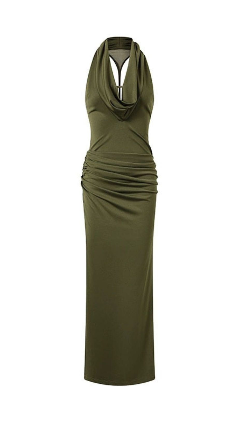 Juarez Green Halter Backless Maxi Dress - Elegant Evening Gown