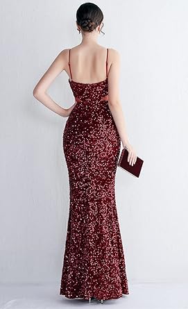 MARIAN BURGUNDY CUTOUT SEQUINS HALTER MAXI DRESS