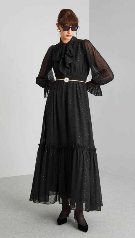 FOULARD-EMBELLISHED DRESS