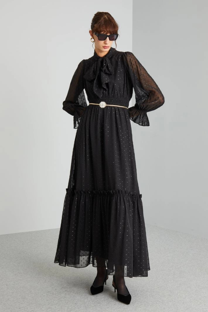 FOULARD-EMBELLISHED DRESS