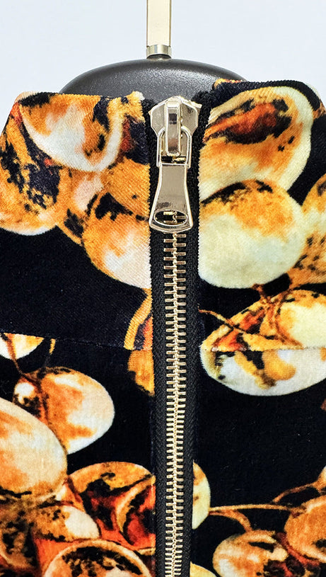 CORETTA GRAPE PRINT VELVET MINI DRESS