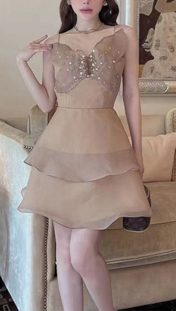 AIIZIE BOW DIAMOND-EMBELLISHED STRAP MINI DRESS - product image