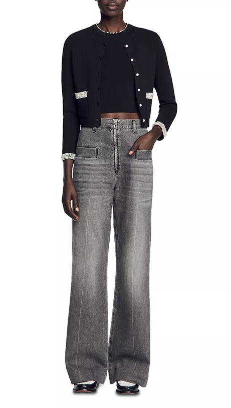 NAMAL EMBELLISHED CARDIGAN IN BLACK