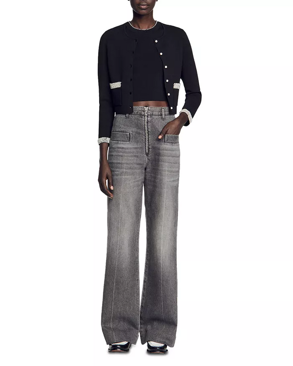 NAMAL EMBELLISHED CARDIGAN IN BLACK