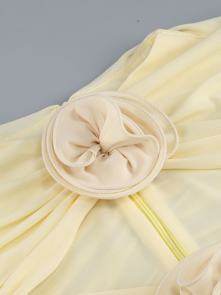 AIIZIE AMELIA SLEEVELESS FLOWER BLOOM MIDI DRESS IN LIGHT YELLOW - product image