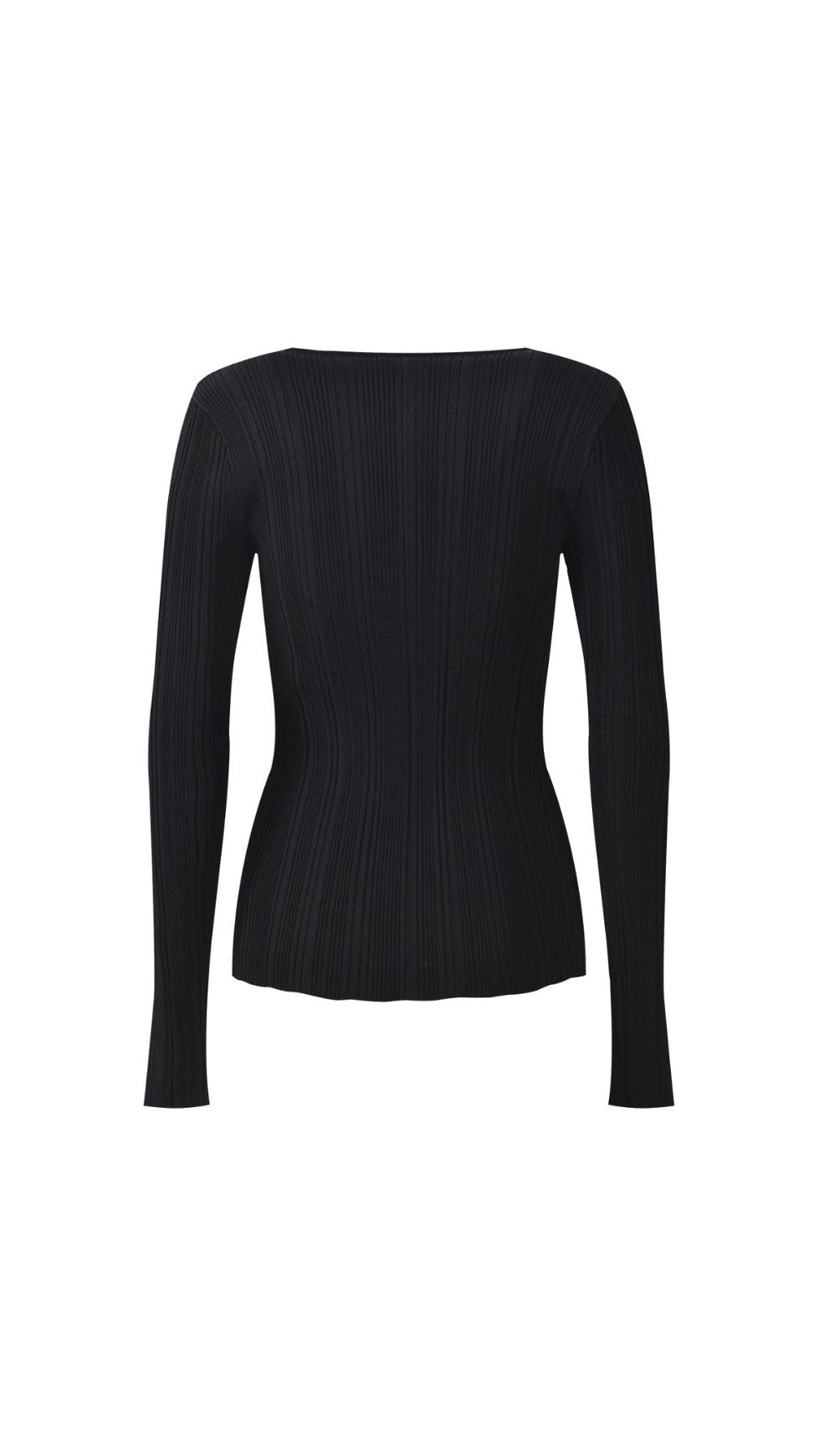 HULDA BLACK V-NECK LACE RIBBED KNIT TOP | CHIC WOMEN'S SWEATER